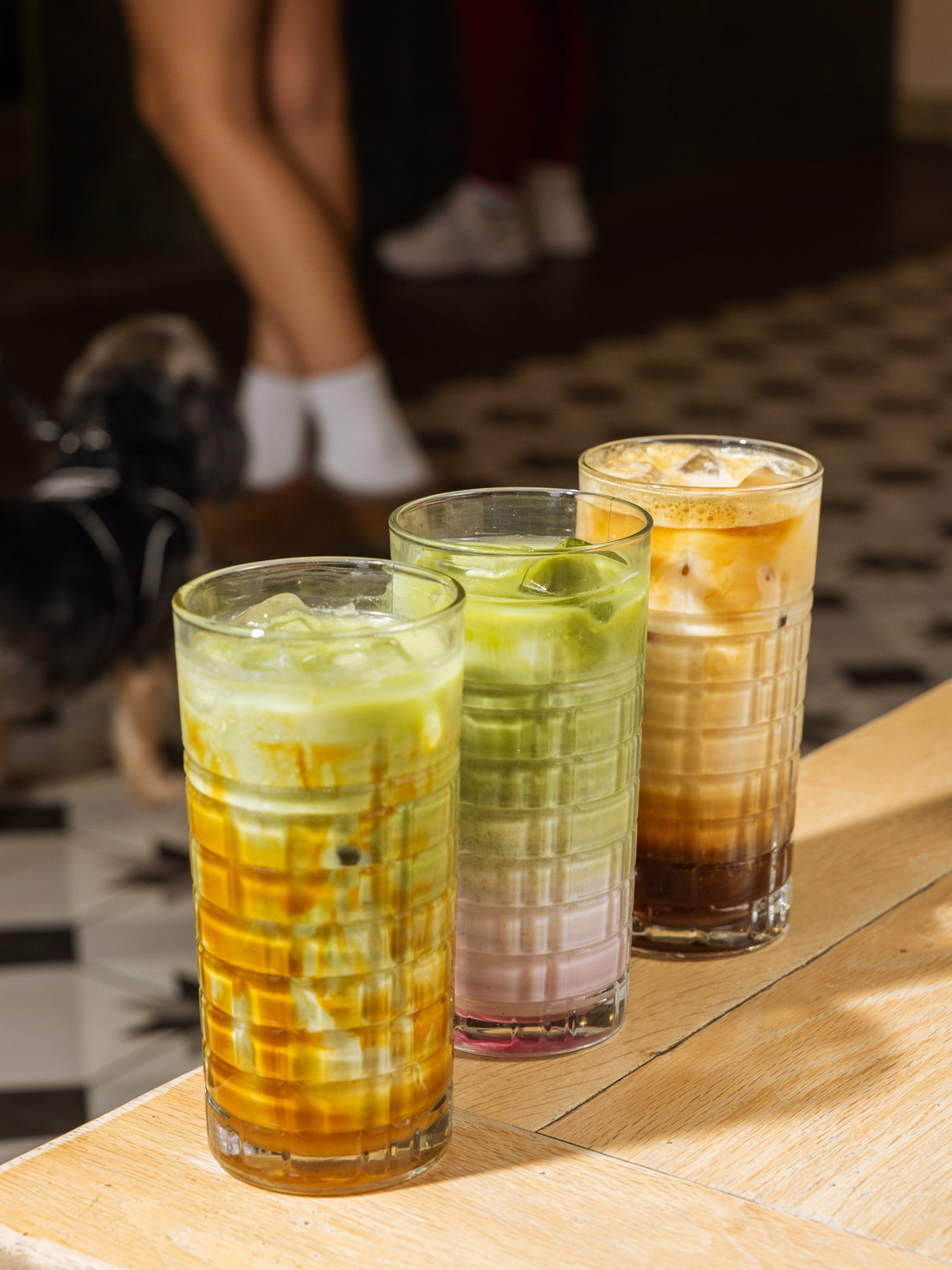 Iced matcha and speciality coffee at Frame Finsbury Park