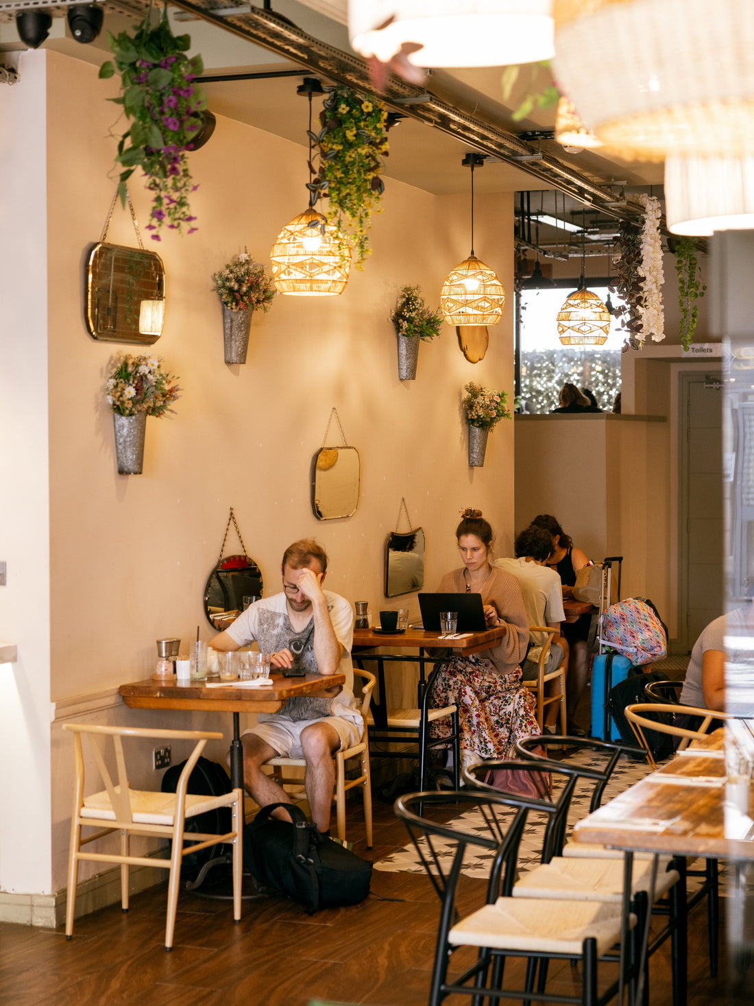 The light-filled interior of Frame, a work-friendly cafe in Finsbury Park